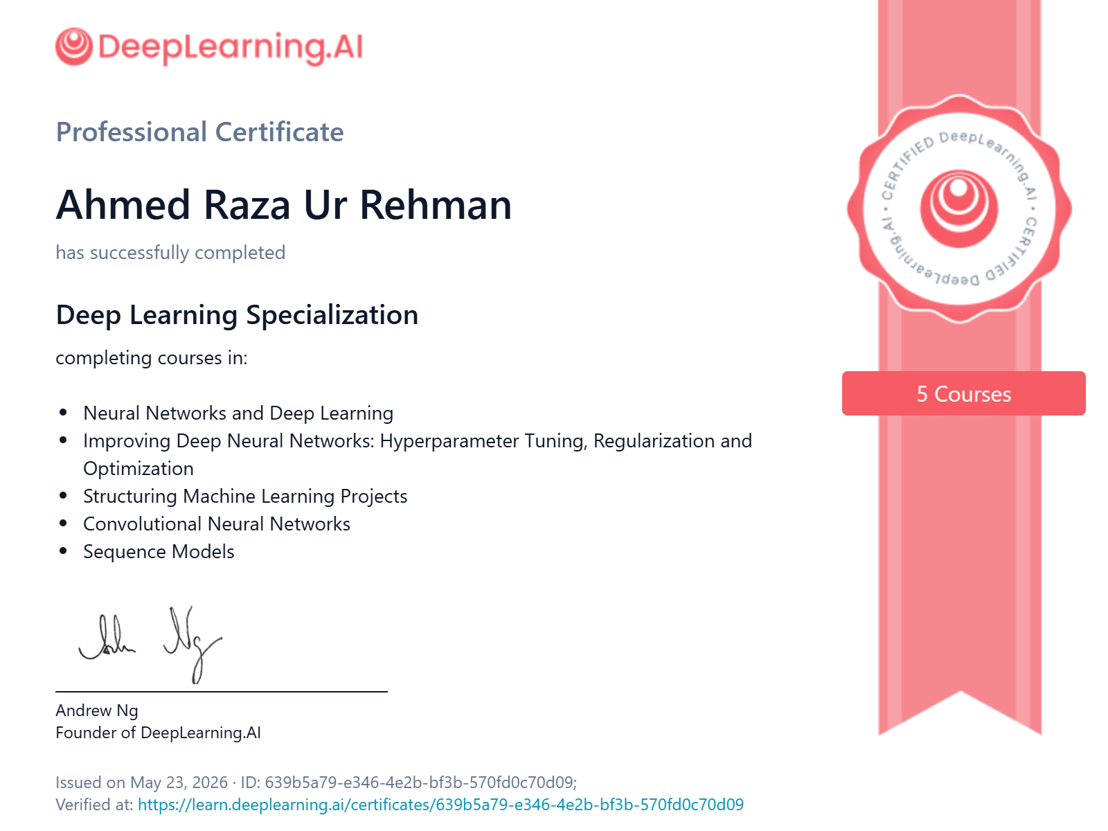Deep Learning Specialization
